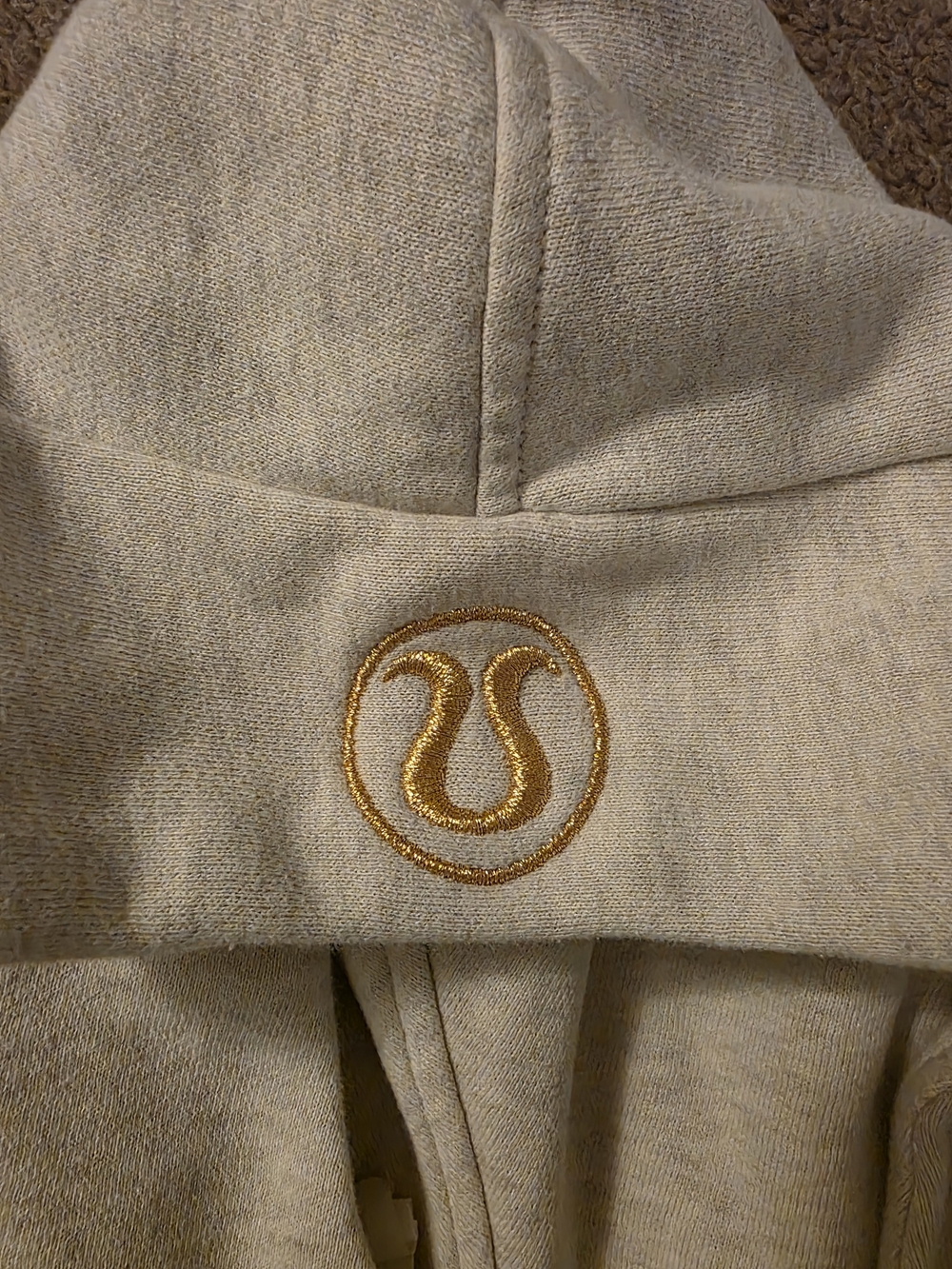 lululemon athletica Cream Hoodie with Gold Zipper Detail